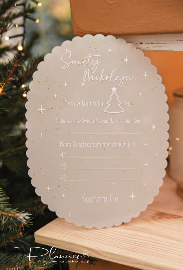 Akrylowy List do Świętego Mikołaja