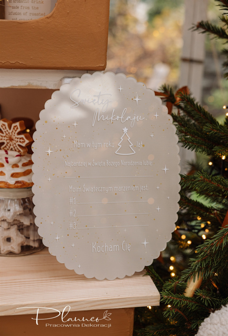 Akrylowy List do Świętego Mikołaja beżowy