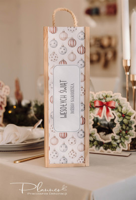 Bożonarodzeniowe pudełko na alkohol Wesołych Świąt bombki