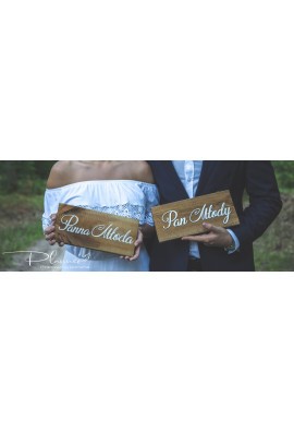 Drewniane tabliczki Pan Młody i Panna Młoda