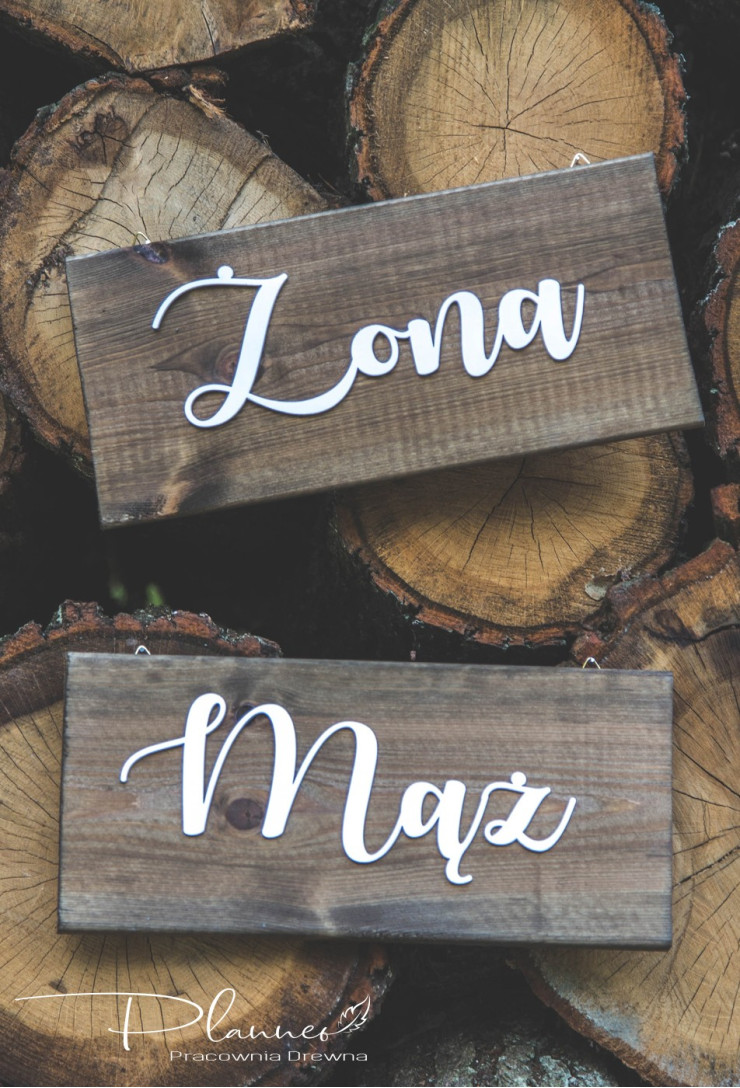 Drewniane tabliczki Mąż Żona