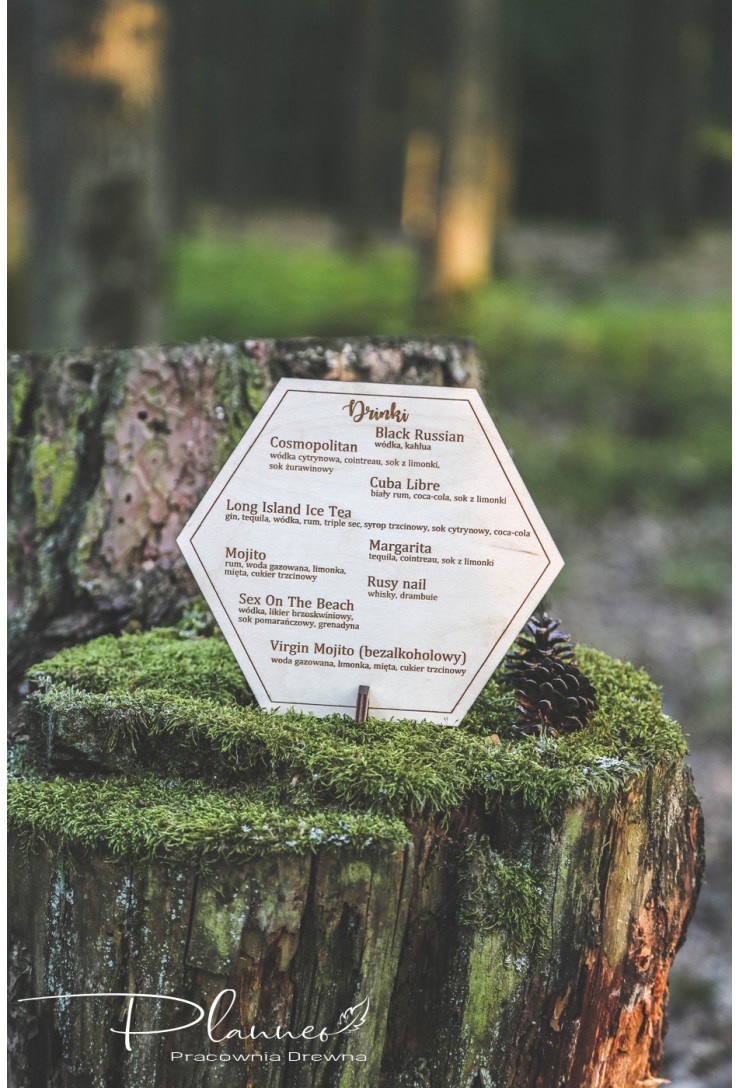 Grawerowane menu weselne